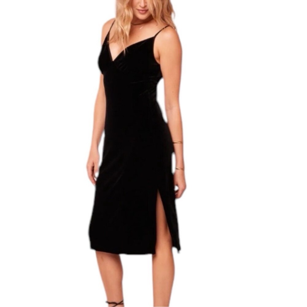 NWT Band Of The Free Girl Crush Black Velvet Midi Dress Size Medium - Picture 5 of 10